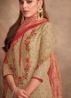 Shagufta Beige Color Salwar Kameez In Chanderi Silk